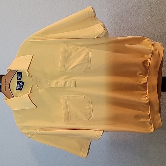 Vintage John Blair Mens Golf Polo Shirt Yellow Pockets Banded Waist - Sz MED RG - Picture 1 of 9